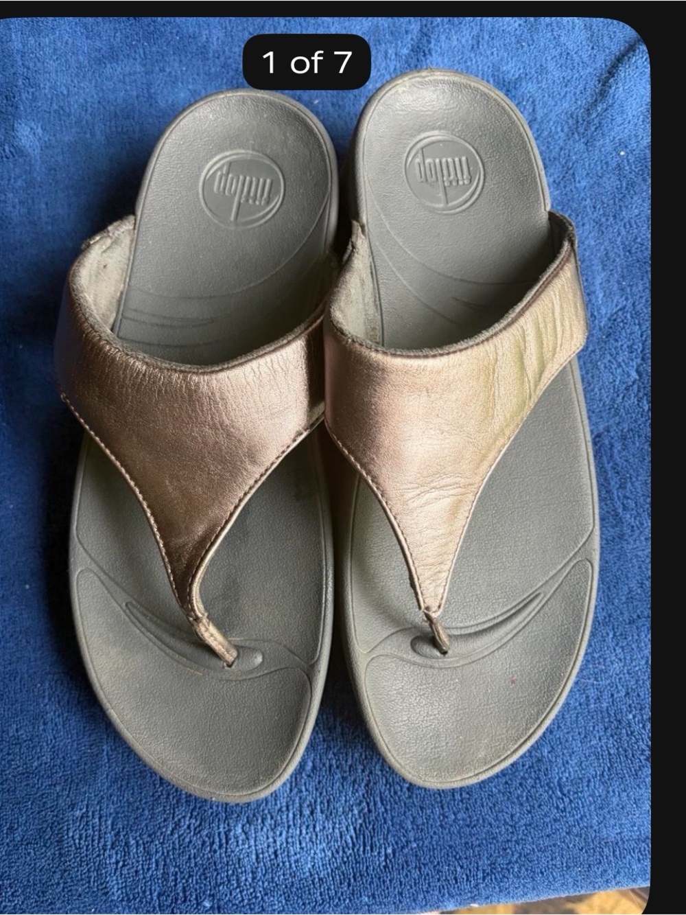 FitFlop Lulu Women's Leather Toe Post Thong Sandal Rose Gold Gray (8)